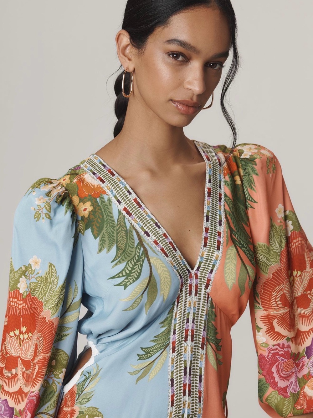 Farm Rio x Anthropologie long-sleeve v-neck maxi dress - Picture 4 of 12